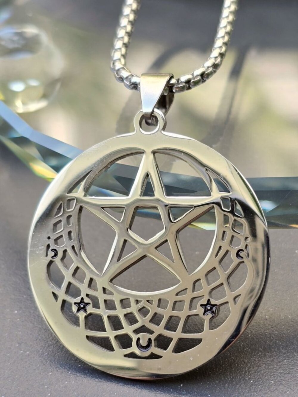 Pentagram Web ✦ Celestial Occult Pendant ✦ Gothic Alt Witchcore Necklace NWT - Picture 3 of 5